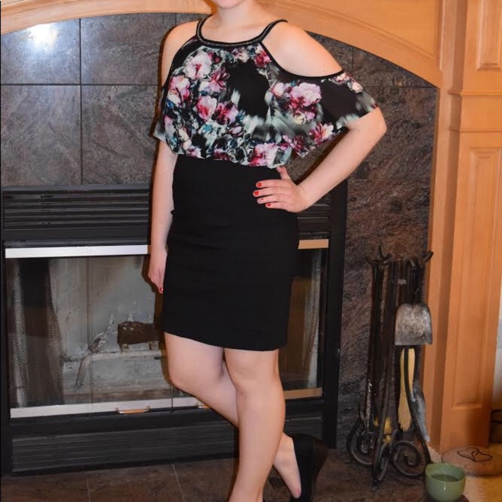 Floral/Black Formal Dress